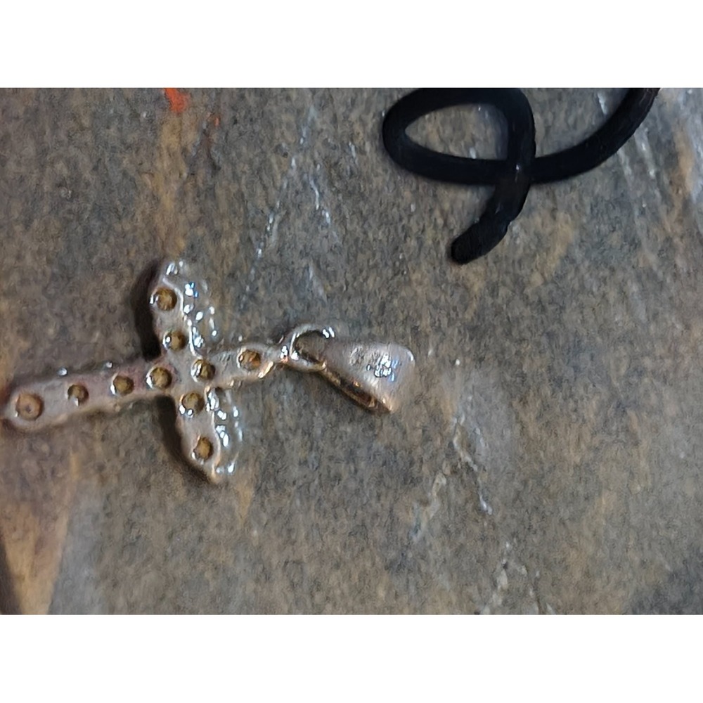 925 Sterling Silver CZ Cross Pendant Clear Pave Crystal Religious Charm